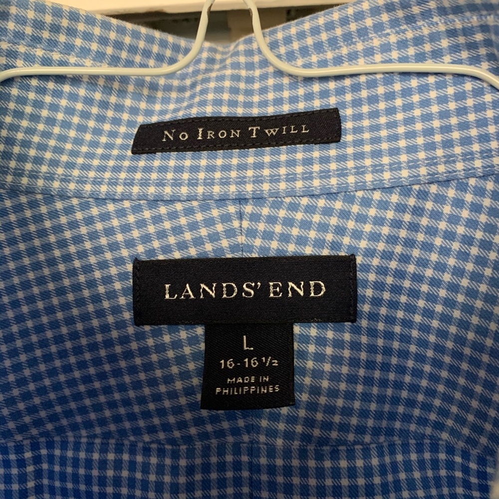 Men’s Lands End Short sleeve Blue Checker Twill